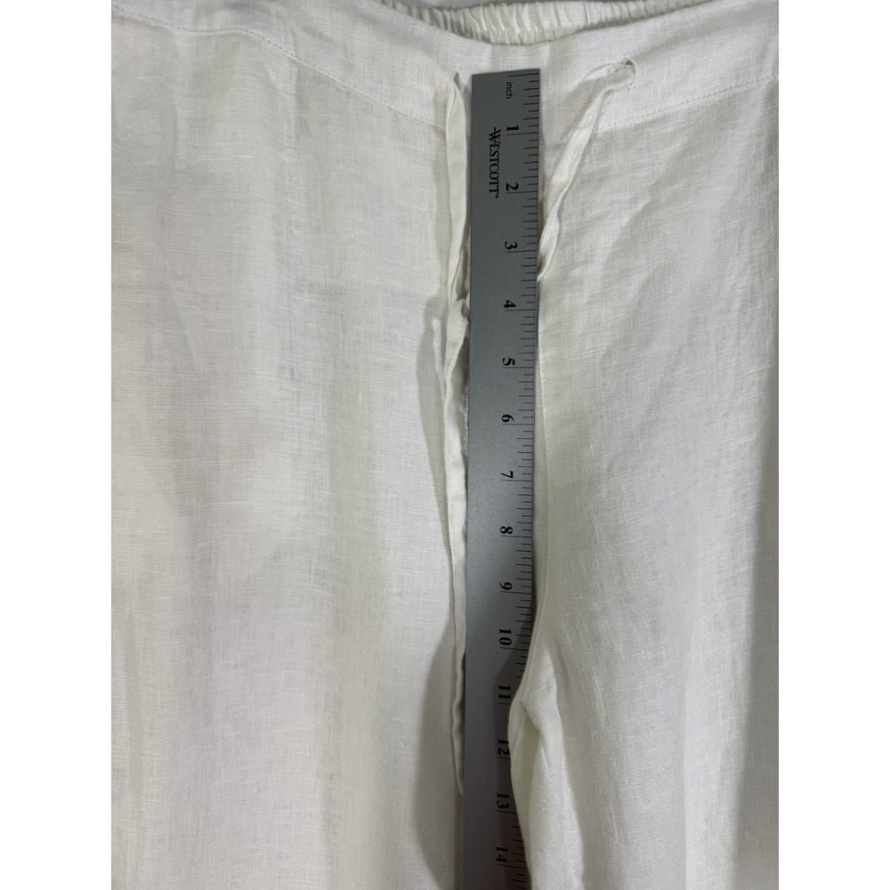 Iximo Women 100% Linen Pull On Pants Size Large Crisp White Drawstring Waist - Picture 4 of 10